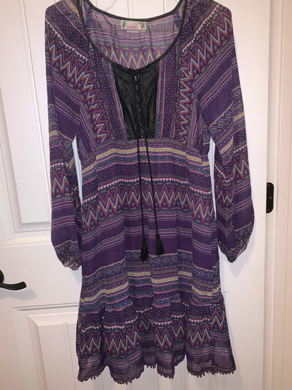 Women's Purple Boho Peasant Dress